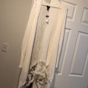 Adorable lightweight and lace fly away cardigan